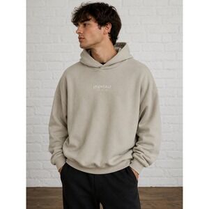 Fear of God Essentials Pullover Hoodie Tan Oatmeal Logo Mens Medium M